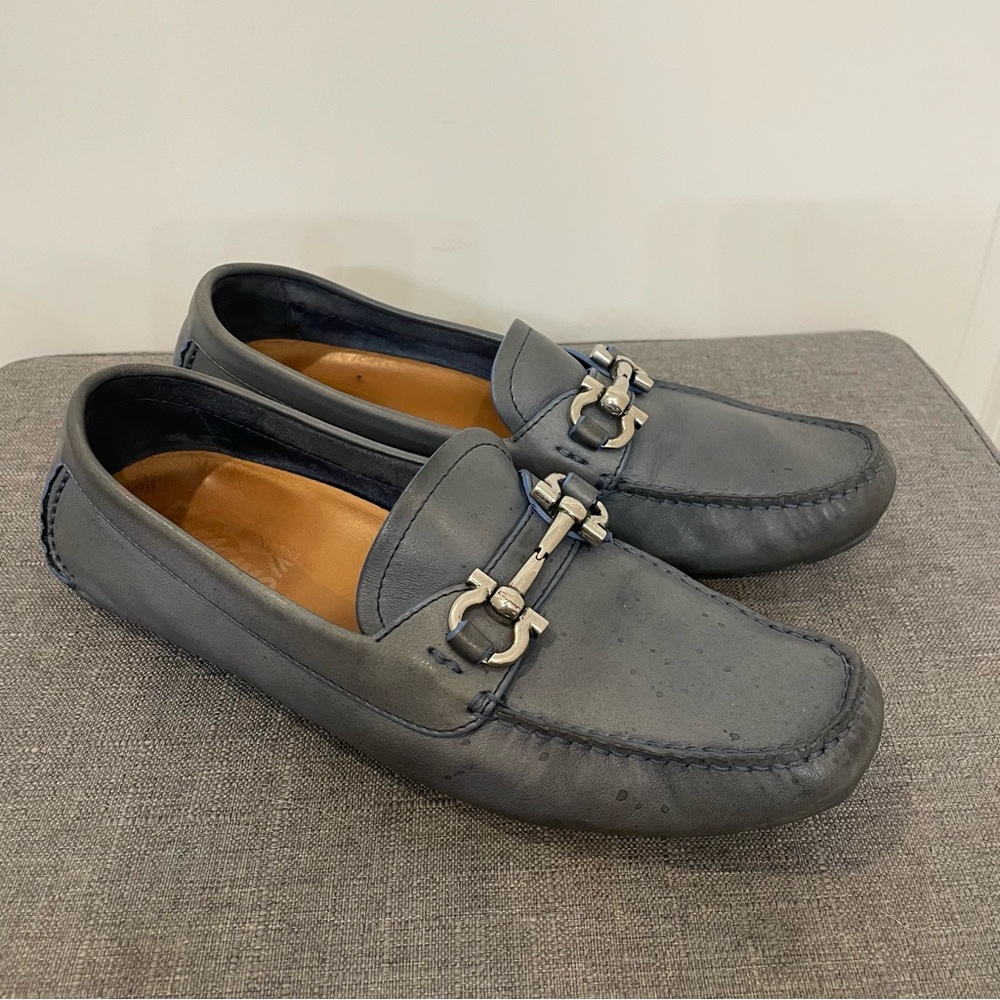 SALVATORE FERRAGAMO Women’s Horsebit Loafers - Storm Blue Size 8.5 - Picture 7 of 13